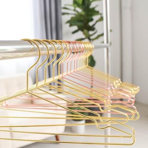 5Pcs/lot Creative Golden Metal Shirts Clothes Hanger Strong Heavy Coats Holder Suit Hanger Rack Home Storage Organizer Tools