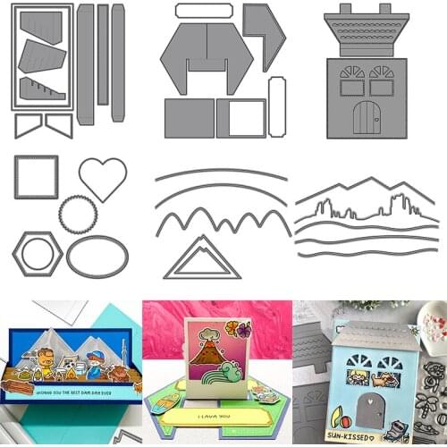 Sweet Home 3D Shadow Box Heartfelt Notes Mountain Landscapes Desert Metal Cutting Dies Scrapbooking For Card Making DIY Crafts