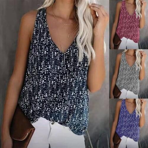 Fashion Printed Loose V-neck Sleeveless Vest Women Shoulder strap Ladies Summer Casual Tops Clothing