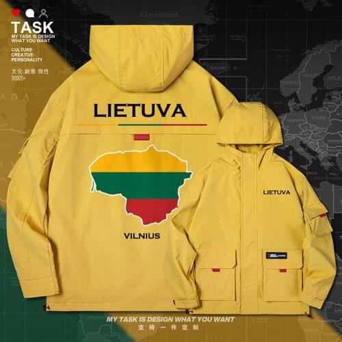 Lithuania Lithuanian LTU men jacket hooded map nation flag fashion printed mens windbreaker trench coat men autumn clothes
