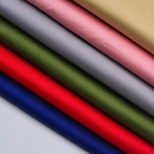Soft Solid Color Khaki Stretch Cotton Fabric For Shirt Dress, Black, Pink, Gray, Blue, Green, White, By The Meter