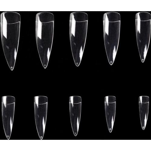 KADS 500 pcs False Nail Tips Big Stiletto Fake Nails Nail Art Tools Accessories for Nail Extension with Gel Polish Clear Natural