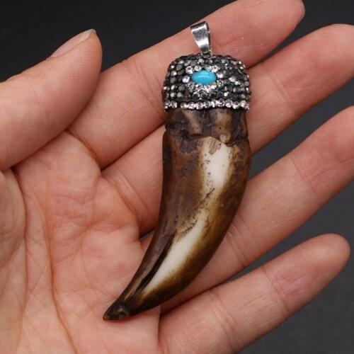 New Natural Bone Meal Pendant Horn-shaped Faceted Pendant Necklace For DIY Jewelry Best Birthday Gift Size 26x67mm