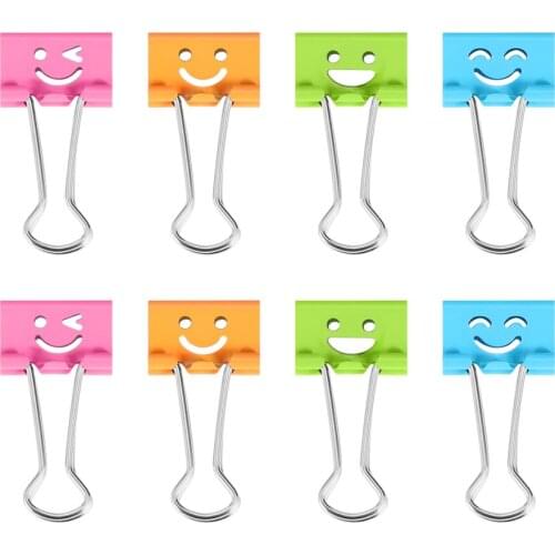 NUOLUX 40pcs Binder Clips Smile Face File Paper Clip for Home School Office (Mixed Color)