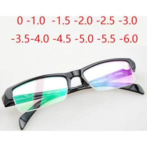 Male Female Fashion Half Frame Finished Myopia Glasses New Resin Lens Eyewear With Degree -1.0 -1.5 -2.0 -2.5 -3.0 -3.5 -4.0