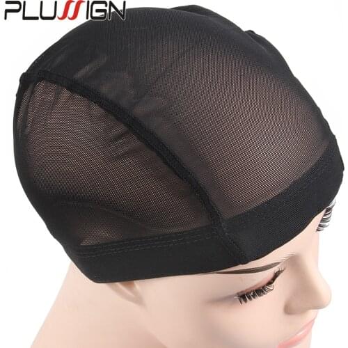 Plussign 1PC Mesh Wig Cap Dome Style Black Color Average Size Wholesale Glueless Stretchable Elastic Hair Weaving Net Cap