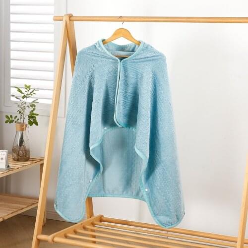 Kuup Simple solid color Yarn Dyed Milk Velvet blanket Outdoors Button Wearable Shawl Embossing Blanket Cartoon Blankets For Kids