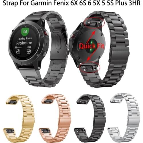 20 22 26mm Watch Bands Replacement Quick Release Bracelet Stainless Steel Strap for garmin Fenix 5 5X 5S 6 6S 6X Pro Wrist Bands
