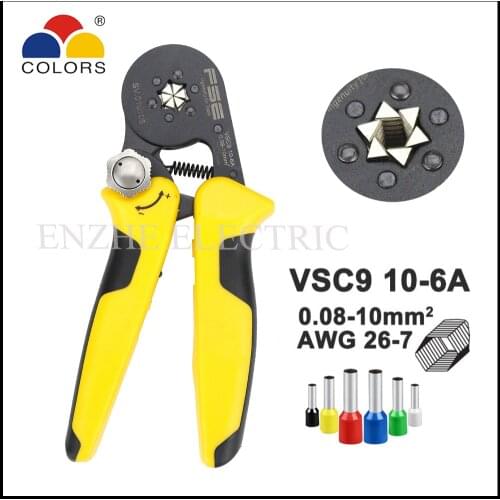 VSC9 10-6A mini-type self-adjustable crimping plier fasen tool 26-7AWG 0.08-10mm2 insulated and non-insulated ferrules
