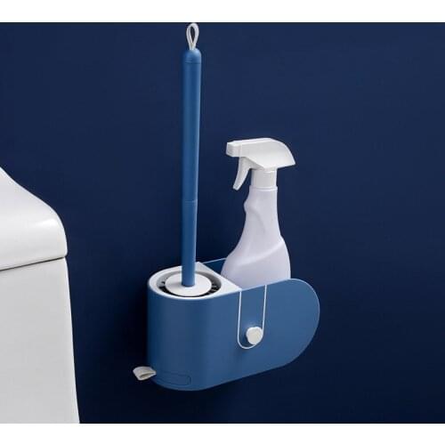 Toilet Brush With Holder Set Soft TPR Silicone Brush Head Wall-Mounted Toilet Cleaner Storage Box Durable Bathroom Accessories