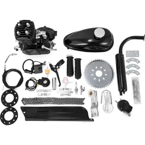 SIHAO 80cc 2 Stroke Cycle Bike Bicycle Motorized Engine Kit BLACK Motor Chrome Muffler