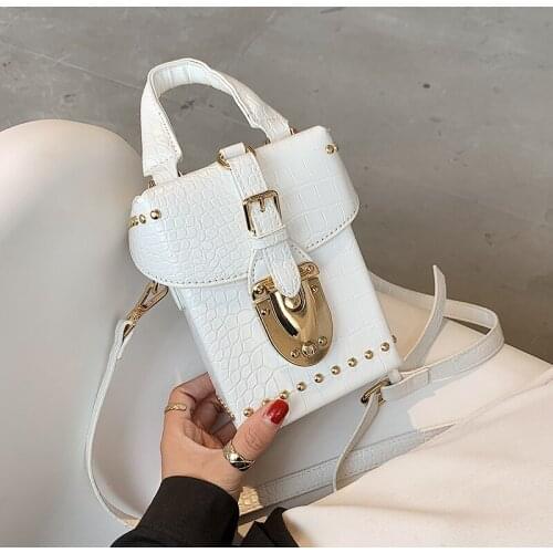 HOT High-end Handbag Fall/winter New Fashion Shoulder Bag Cross-body Crocodile Pattern Square Bag Phone Bag Box Bag Width: 13cm