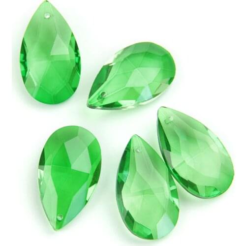 Dark Green Chandelier Crystal Pendant 38mm-76mm Almond Teardrop Prism Lamp Parts For DIY Suncatcher Curtain Decor