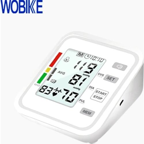 WOBIKE Arm Digital Blood Pressure Monitor Upper Arm Pulse Sphygmomanometer Automatic BP Heart Rate Pulse Tonometer tensiometer