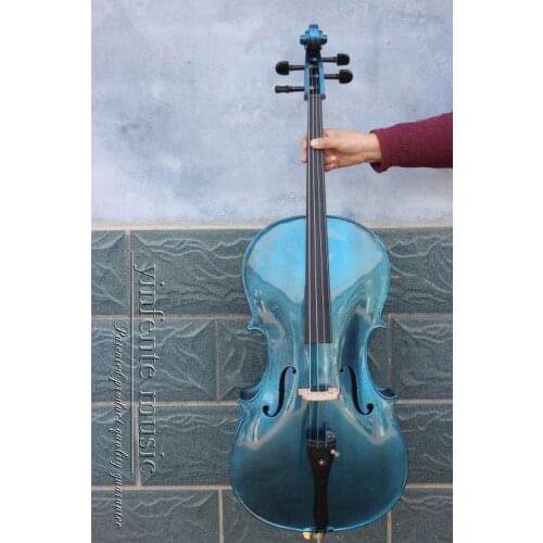 Yinfente* 5 string Electric Acoustic Cello 4/4 Maple+Spruce Powerful Sound BLUE 4 STRING