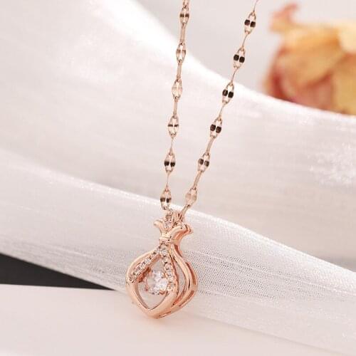 Cute Romantic Beating Heart Zircon Crystal Pendant Necklace For Women Fashion Elegant Ladies Wedding Jewelry Female Party Gift
