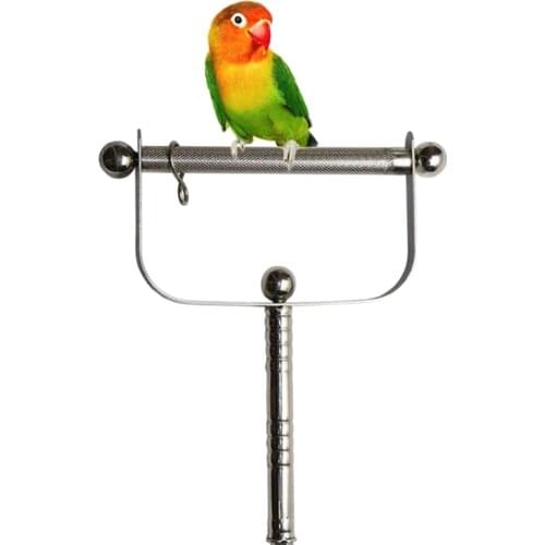 Bird Perch Stand Stainless Steel Parrot Perch Outdoor Handheld Scratching Stick Feet Paw Grinding Platform