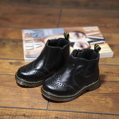 Dolakids winter new Korean version of baby leather Martin boots for boys and girls children ankle boots for children and velvet