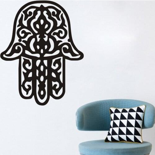ZOOYOO Hand Of Fatima Wall Stickers Living Room Art Vinyl Hollow Out Home Decor Arabic Religious Wall Decals