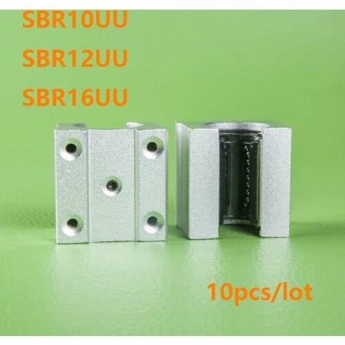 10pcs/lot SBR10UU SBR12UU SBR16UU Linear Ball Bearing Block Open Type CNC Router SBR Linear Guide