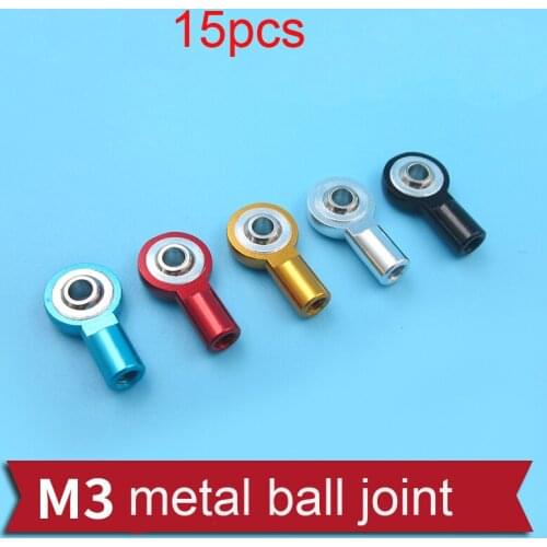 15PCS Metal M3 Ball Head Buckle CW CCW Steering Pull Rod Ball Joint Universal Rod End with Screw Nut for RC Model DIY Acc