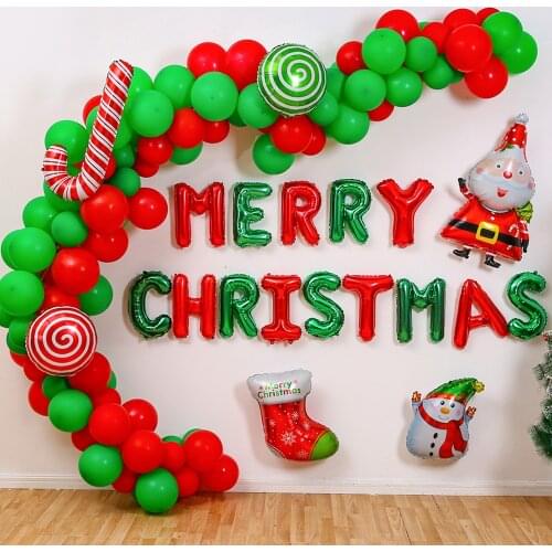 163PCS Christmas Aluminum Foil Latex Balloons Set Merry Christmas Background Decoration Christmas Party Decorations Supplies