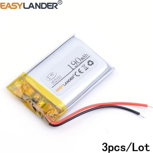 3pcs/Lot 352030 190MAH 3.7v Bluetooth headset battery For MP4 MP3 small toys