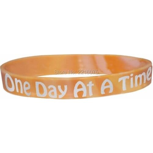300pcs swirl one day at a time silicone wristband rubber bracelets free shipping by DHL express