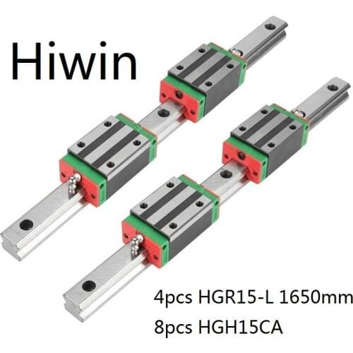 4pcs 100% original Hiwin rail HGR15 -L 1650mm + 8pcs HGH15CA narrow blocks for cnc