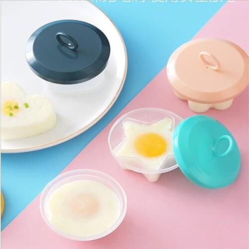 4 Pcs/Set Cute Egg Boiler Plastic Egg Poacher Set Kitchen Egg Cooker Tools Egg Mold Form With Lid Brush Pancake Maker