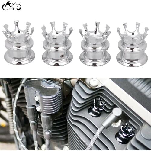 4 Pcs Motorcycle Chrome Head Bolt Topper Cover Nuts Crown Cap For Harley Electra Road Street Glide FLHT FLTR FLHX FLHR