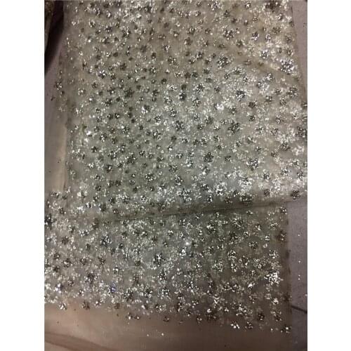 5 yards star design gold color print glitter tulle african fabric for bridal wedding dress/evening dress/sawing JRB-92007