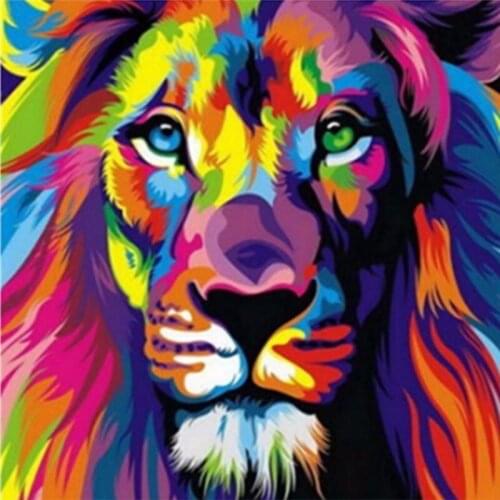 5D Full Diamond Embroidery Painting Colorful Tiger Mosaic Diy Set Painting Cross Stitch Square Home Decor Picture Of Rhinestones