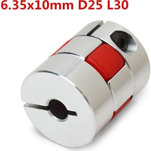 6.35x10mm Aluminum Flexible Spider Shaft Coupling CNC Stepper Motor Coupler Connector OD25mm x L30mm
