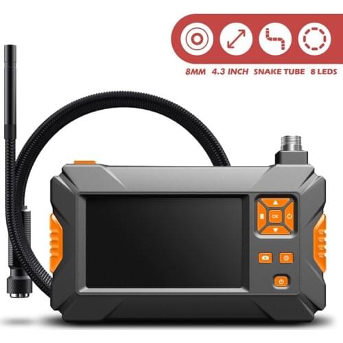 8mm Inspection endoscope camera dual lens HD1080P 4.3 inch screen IP67 waterproof industrial endoscope LED light 2600mAh battery