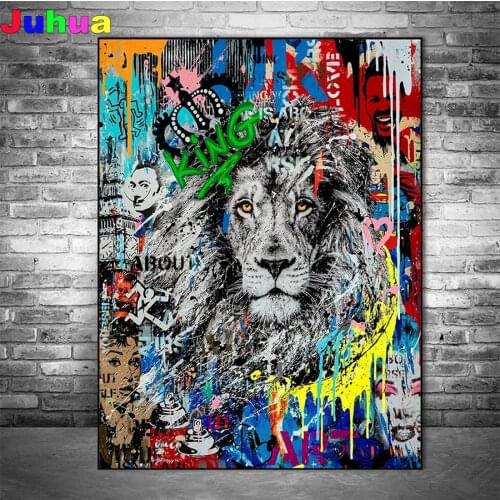Lion Graffiti diy Diamond painting Mosaic Wall Art full drill animal pictures diamond Embroidery wall decor drop shipping