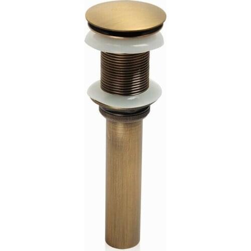 Antique Brass Bathroom Vessel Sink Pop Up Drain Stopper Strainer Without Overflow