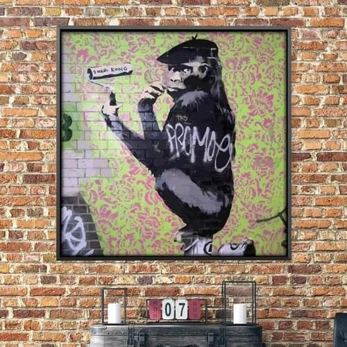 Banksy Gorilla Artist Canvas Paintings Animals Posters and Prints Wall Art Pictures for Living Room Home Decoration Cuadros