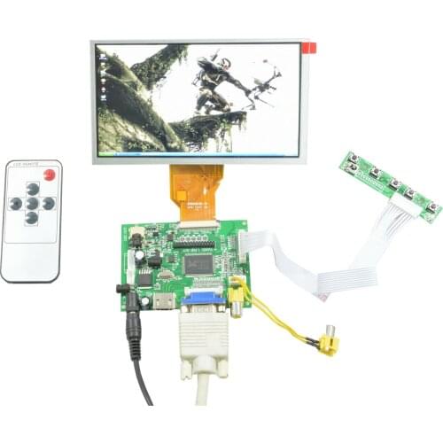 Free Shipping HDMI+VGA+2AV+Remote LCD controller Board+6.5" AT065TN14 50 Pin 800x480 Display