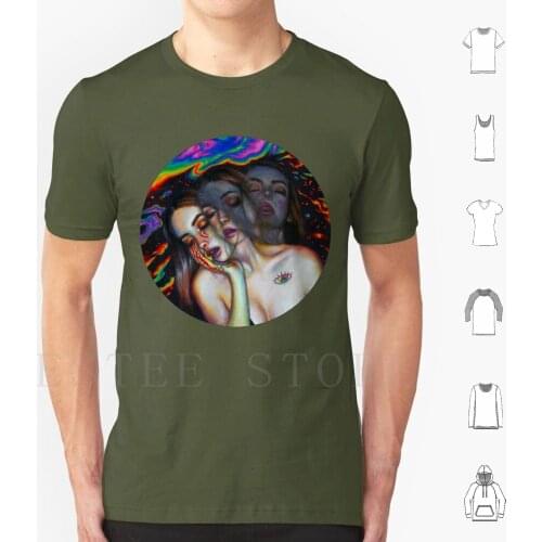 Endorphin T Shirt Diy Big Size 100% Cotton Happy Hippy Hippie Girls Abstract Female Portrait Psychedelic Color Rainbow Tattoo