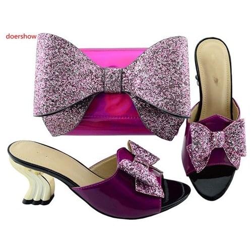 Doershow Matching Shoes and Bag Set In Heels African Shoe and Bag Set for Party In Women Italian Shoes with Matchingbag SBL1-32