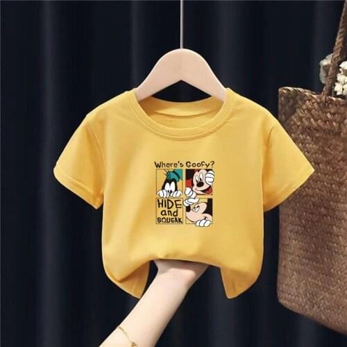 Short Sleeve T Shirts For Kids Top Cartoon Disney Tees Children Clothing Casual Cotton Boys Girls Summer Clothes