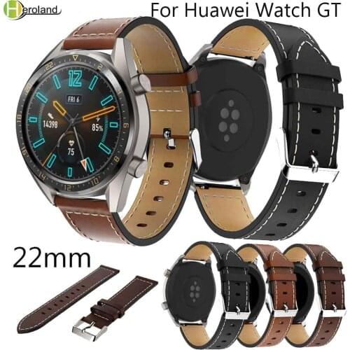 22mm Genuine Leather Watch Strap For Huawei Watch GT/Honor Magic Smart Watch wristband For gear s3 Hot sale Wrist bands
