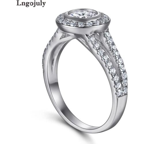 Fine Jewelry Ring Pure 925 Sterling Silver Ring Zirconia Rhinestone Lover Wedding Finger Ring For Bride 925 Silver Jewelry Gift