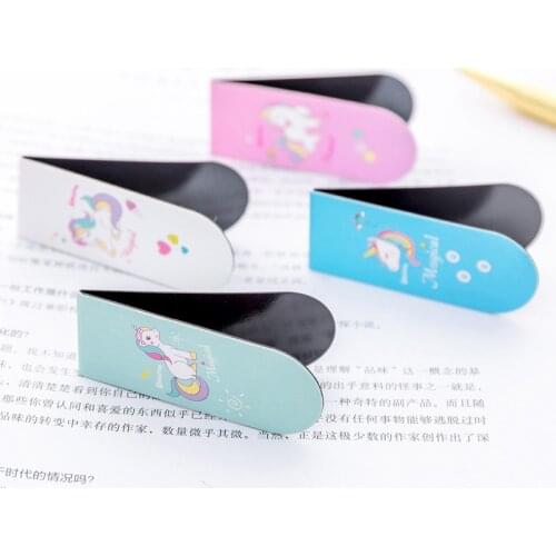 Kawaii Unicorn Magnetic Bookmarks Book Marker of Page Stationery School Office Supply Paper Clip Cute Book Paper Files Organizer
