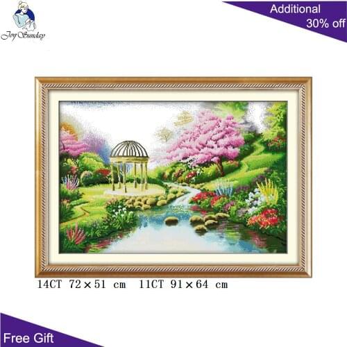 Joy Sunday Romantic Garden Cross Stitch F119 14CT 11CT Counted and Stamped Home Decoration Beautiful Garden Cross Stitch Kit