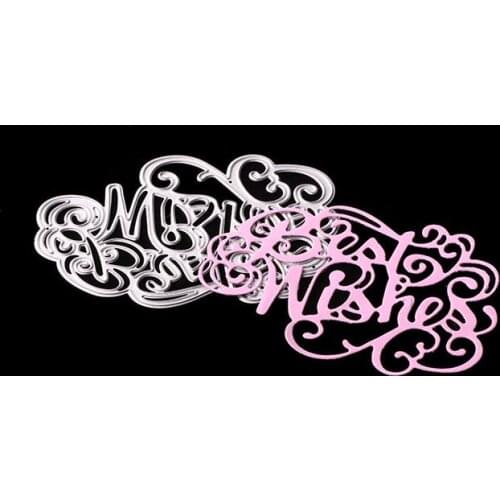 Best Wishes words loving heart metal dies cutting for scrapbooking Embossing stencil decorative card making dies scrapbooking