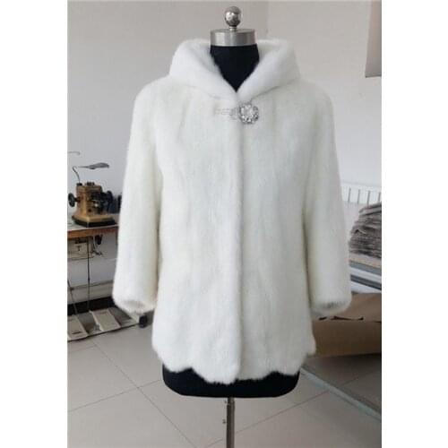 New winter fashion women natural real mink fur coat hooded fur outwear