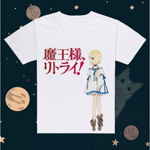 2019 New Anime Maou-sama Retry Cosplay T Shirt Ark Cartoon Summer T-Shirt Janpanese Anime Top Tee Halloween Cosplay Costume