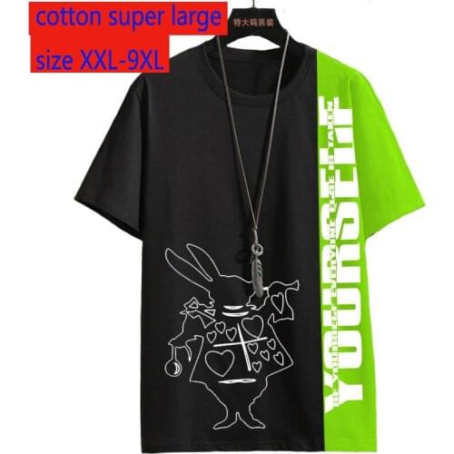 New Arrival Fashion Loose Casual Thin Super Large Men Short Sleeved O-neck Print Knitted T Shirt Plus Size 2XL 3XL-7XL 8XL 9XL